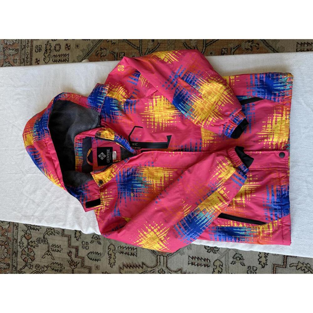 Geyser Kids' Hooded Winter Jacket - Pink Multi-Color, Size XL 14/16